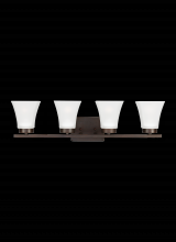 Generation Lighting - Seagull US 4411604-710 - Bayfield contemporary 4-light indoor dimmable bath vanity wall sconce in bronze finish with satin et