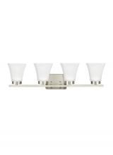 Generation Lighting - Seagull US 4411604EN3-962 - Bayfield contemporary 4-light LED indoor dimmable bath vanity wall sconce in brushed nickel silver f