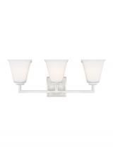 Generation Lighting - Seagull US 4413703-962 - Ellis Harper classic 3-light indoor dimmable bath vanity wall sconce in brushed nickel silver finish