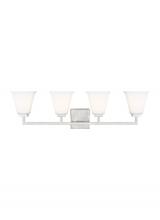 Generation Lighting - Seagull US 4413704-962 - Ellis Harper classic 4-light indoor dimmable bath vanity wall sconce in brushed nickel silver finish