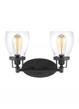 Generation Lighting - Seagull US 4414502-112 - Belton transitional 2-light indoor dimmable bath vanity wall sconce in midnight black finish with cl