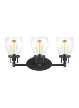 Generation Lighting - Seagull US 4414503-112 - Belton transitional 3-light indoor dimmable bath vanity wall sconce in midnight black finish with cl