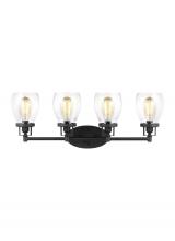 Generation Lighting - Seagull US 4414504-112 - Belton transitional 4-light indoor dimmable bath vanity wall sconce in midnight black finish with cl