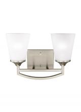 Generation Lighting - Seagull US 4424502-962 - Hanford traditional 2-light indoor dimmable bath vanity wall sconce in brushed nickel silver finish