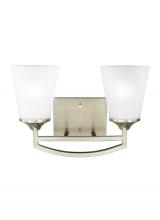 Generation Lighting - Seagull US 4424502EN3-962 - Hanford traditional 2-light LED indoor dimmable bath vanity wall sconce in brushed nickel silver fin