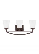 Generation Lighting - Seagull US 4424503EN3-710 - Hanford traditional 3-light LED indoor dimmable bath vanity wall sconce in bronze finish with satin