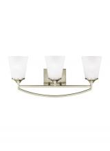 Generation Lighting - Seagull US 4424503EN3-962 - Hanford traditional 3-light LED indoor dimmable bath vanity wall sconce in brushed nickel silver fin