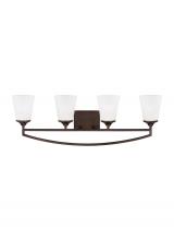 Generation Lighting - Seagull US 4424504EN3-710 - Hanford traditional 4-light LED indoor dimmable bath vanity wall sconce in bronze finish with satin