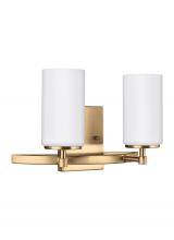 Generation Lighting - Seagull US 4424602-848 - Alturas contemporary 2-light indoor dimmable bath vanity wall sconce in satin brass gold finish with