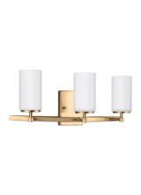 Generation Lighting - Seagull US 4424603-848 - Alturas contemporary 3-light indoor dimmable bath vanity wall sconce in satin brass gold finish with