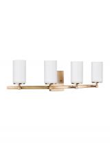 Generation Lighting - Seagull US 4424604EN3-848 - Alturas contemporary 4-light LED indoor dimmable bath vanity wall sconce in satin brass gold finish