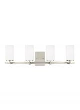 Generation Lighting - Seagull US 4424604EN3-962 - Alturas contemporary 4-light LED indoor dimmable bath vanity wall sconce in brushed nickel silver fi