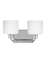 Generation Lighting - Seagull US 4428802-05 - Canfield modern 2-light indoor dimmable bath vanity wall sconce in chrome silver finish with etched