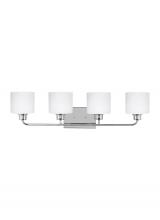 Generation Lighting - Seagull US 4428804-05 - Canfield modern 4-light indoor dimmable bath vanity wall sconce in chrome silver finish with etched