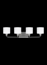Generation Lighting - Seagull US 4428804-962 - Canfield modern 4-light indoor dimmable bath vanity wall sconce in brushed nickel silver finish with