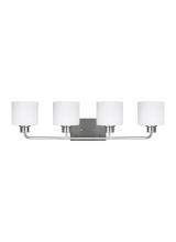Generation Lighting - Seagull US 4428804EN3-962 - Canfield modern 4-light LED indoor dimmable bath vanity wall sconce in brushed nickel silver finish