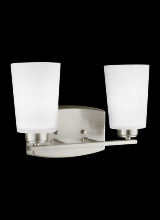 Generation Lighting - Seagull US 4428902EN3-962 - Franport transitional 2-light LED indoor dimmable bath vanity wall sconce in brushed nickel silver f