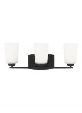 Generation Lighting - Seagull US 4428903EN3-112 - Franport transitional 3-light LED indoor dimmable bath vanity wall sconce in midnight black finish w