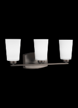 Generation Lighting - Seagull US 4428903EN3-710 - Franport transitional 3-light LED indoor dimmable bath vanity wall sconce in bronze finish with etch