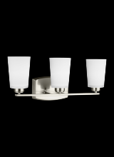 Generation Lighting - Seagull US 4428903EN3-962 - Franport transitional 3-light LED indoor dimmable bath vanity wall sconce in brushed nickel silver f