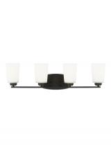 Generation Lighting - Seagull US 4428904EN3-112 - Franport transitional 4-light LED indoor dimmable bath vanity wall sconce in midnight black finish w