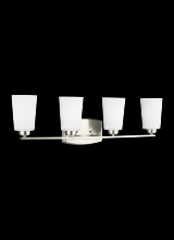 Generation Lighting - Seagull US 4428904EN3-962 - Franport transitional 4-light LED indoor dimmable bath vanity wall sconce in brushed nickel silver f