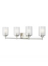 Generation Lighting - Seagull US 4437304-962 - Elmwood Park traditional 4-light indoor dimmable bath vanity wall sconce in brushed nickel silver fi