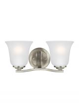 Generation Lighting - Seagull US 4439002EN3-962 - Emmons traditional 2-light LED indoor dimmable bath vanity wall sconce in brushed nickel silver fini