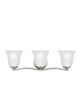 Generation Lighting - Seagull US 4439003EN3-962 - Emmons traditional 3-light LED indoor dimmable bath vanity wall sconce in brushed nickel silver fini