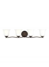 Generation Lighting - Seagull US 4439004-710 - Emmons traditional 4-light indoor dimmable bath vanity wall sconce in bronze finish with satin etche
