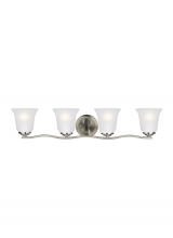 Generation Lighting - Seagull US 4439004-962 - Emmons traditional 4-light indoor dimmable bath vanity wall sconce in brushed nickel silver finish w