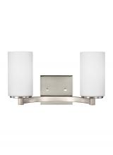 Generation Lighting - Seagull US 4439102-962 - Hettinger transitional 2-light indoor dimmable bath vanity wall sconce in brushed nickel silver fini