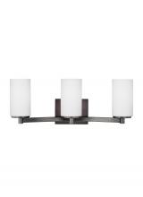 Generation Lighting - Seagull US 4439103-710 - Hettinger transitional 3-light indoor dimmable bath vanity wall sconce in bronze finish with etched