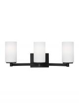 Generation Lighting - Seagull US 4439103EN3-112 - Hettinger traditional indoor dimmable LED 3-light wall bath sconce in a midnight black finish with e
