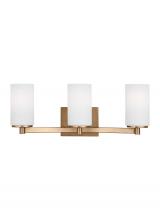 Generation Lighting - Seagull US 4439103EN3-848 - Hettinger traditional indoor dimmable LED 3-light wall bath sconce in a satin brass finish with etch