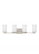 Generation Lighting - Seagull US 4439104-962 - Hettinger transitional 4-light indoor dimmable bath vanity wall sconce in brushed nickel silver fini