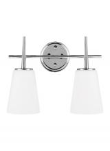 Generation Lighting - Seagull US 4440402-05 - Driscoll contemporary 2-light indoor dimmable bath vanity wall sconce in chrome silver finish with c