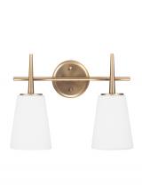 Generation Lighting - Seagull US 4440402-848 - Driscoll contemporary 2-light indoor dimmable bath vanity wall sconce in satin brass gold finish wit