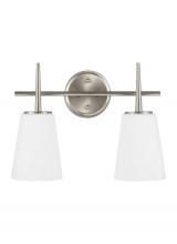 Generation Lighting - Seagull US 4440402-962 - Driscoll contemporary 2-light indoor dimmable bath vanity wall sconce in brushed nickel silver finis