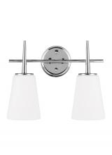 Generation Lighting - Seagull US 4440402EN3-05 - Driscoll contemporary 2-light LED indoor dimmable bath vanity wall sconce in chrome silver finish wi