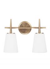 Generation Lighting - Seagull US 4440402EN3-848 - Driscoll contemporary 2-light LED indoor dimmable bath vanity wall sconce in satin brass gold finish