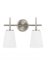 Generation Lighting - Seagull US 4440402EN3-962 - Driscoll contemporary 2-light LED indoor dimmable bath vanity wall sconce in brushed nickel silver f