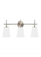 Generation Lighting - Seagull US 4440403-962 - Driscoll contemporary 3-light indoor dimmable bath vanity wall sconce in brushed nickel silver finis