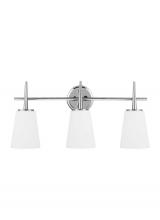 Generation Lighting - Seagull US 4440403EN3-05 - Driscoll contemporary 3-light LED indoor dimmable bath vanity wall sconce in chrome silver finish wi