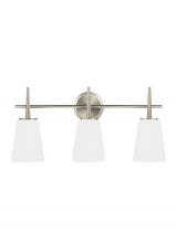 Generation Lighting - Seagull US 4440403EN3-962 - Driscoll contemporary 3-light LED indoor dimmable bath vanity wall sconce in brushed nickel silver f