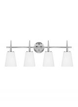 Generation Lighting - Seagull US 4440404-05 - Driscoll contemporary 4-light indoor dimmable bath vanity wall sconce in chrome silver finish with c