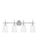 Generation Lighting - Seagull US 4440404-05 - Driscoll contemporary 4-light indoor dimmable bath vanity wall sconce in chrome silver finish with c