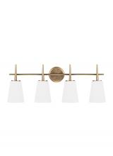 Generation Lighting - Seagull US 4440404-848 - Driscoll contemporary 4-light indoor dimmable bath vanity wall sconce in satin brass gold finish wit