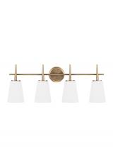 Generation Lighting - Seagull US 4440404-848 - Driscoll contemporary 4-light indoor dimmable bath vanity wall sconce in satin brass gold finish wit