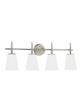 Generation Lighting - Seagull US 4440404-962 - Driscoll contemporary 4-light indoor dimmable bath vanity wall sconce in brushed nickel silver finis
